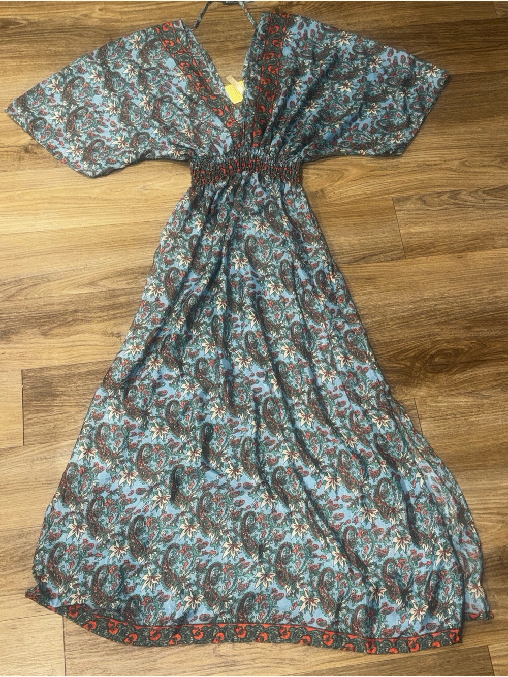 ETC Silk Paisley Boho Kaftan Maxi Dress NWT One Size